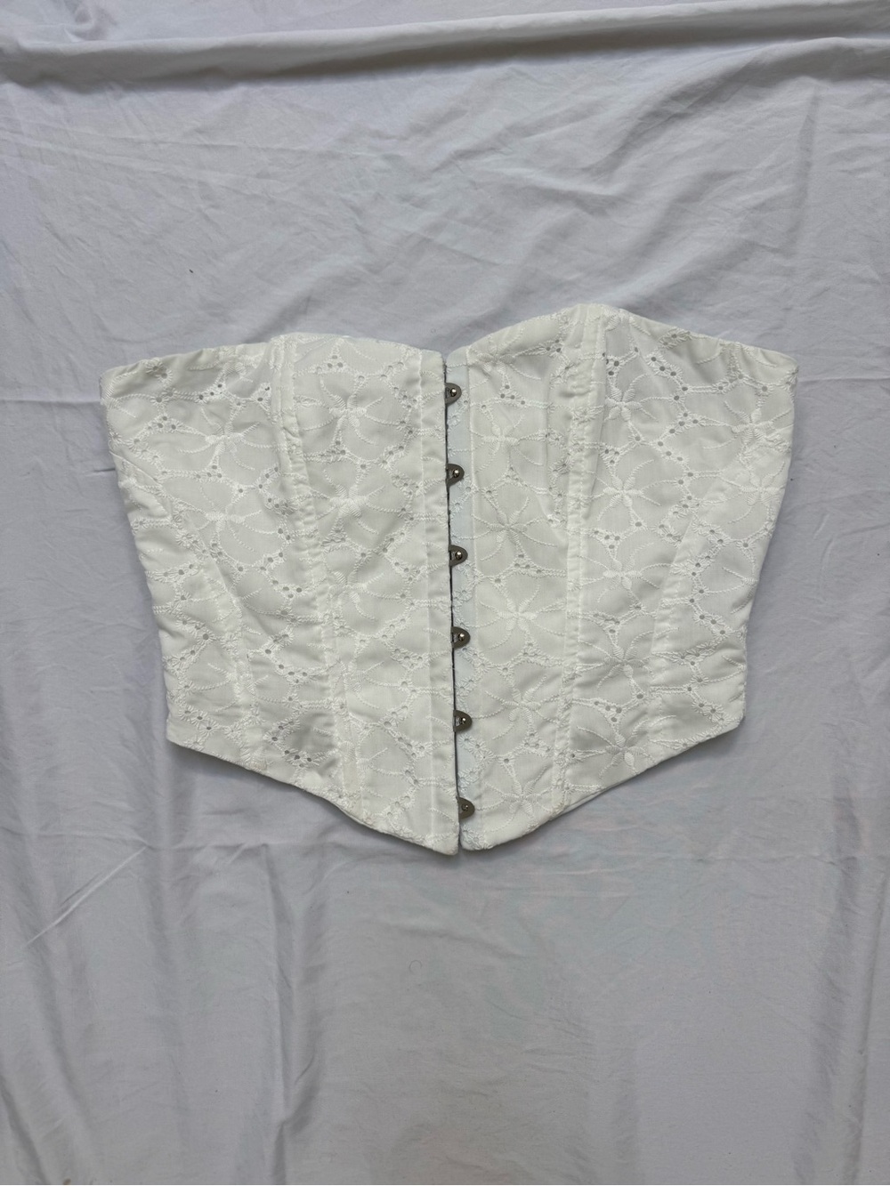 White Eyelet Corset Tank Top